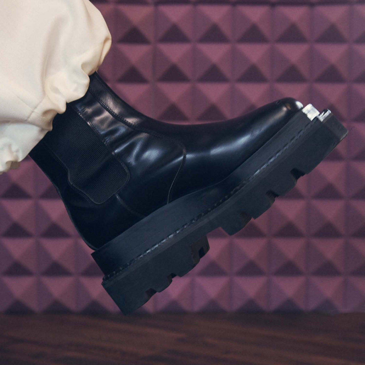 SPECIAL SHOES FACTORY COLLABORATION】Tank-Sole Side Gore Long Boots Ma