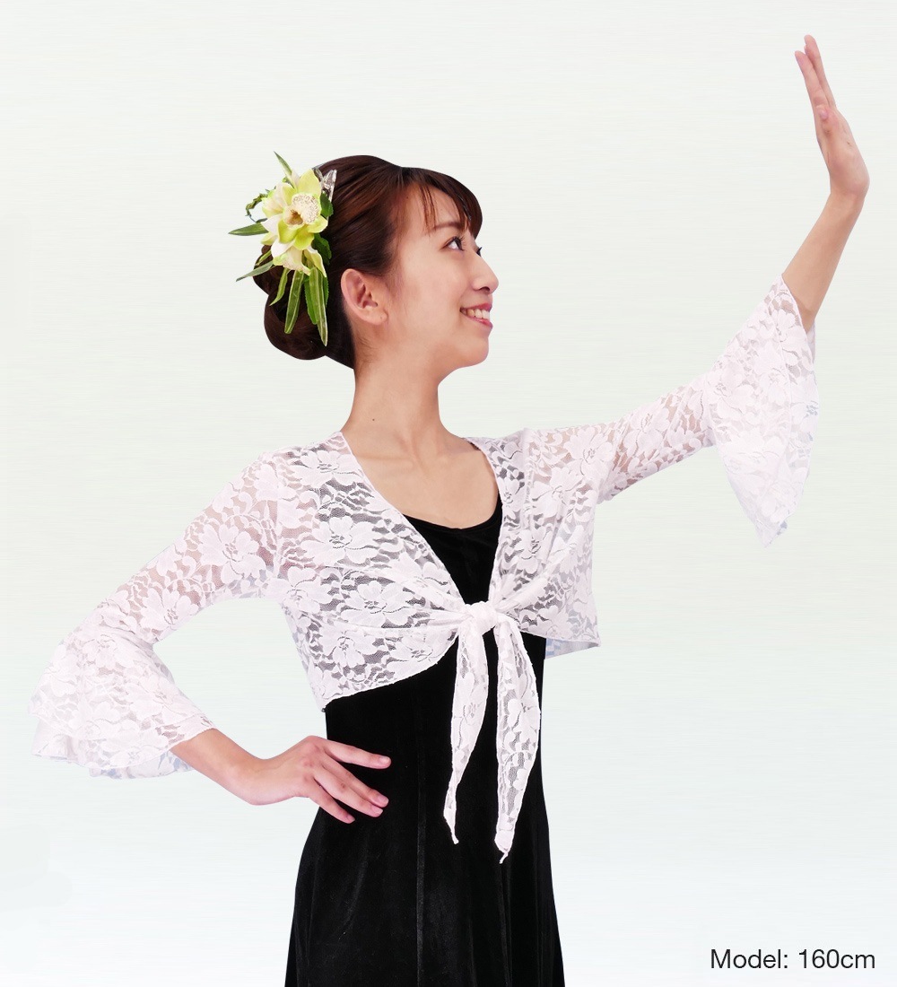 フラダンス 花柄レース ボレロ ホワイト 2343wa