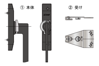 締まりハンドル・受けセット(CR4942ZR) | マンション・ビル用部品,引