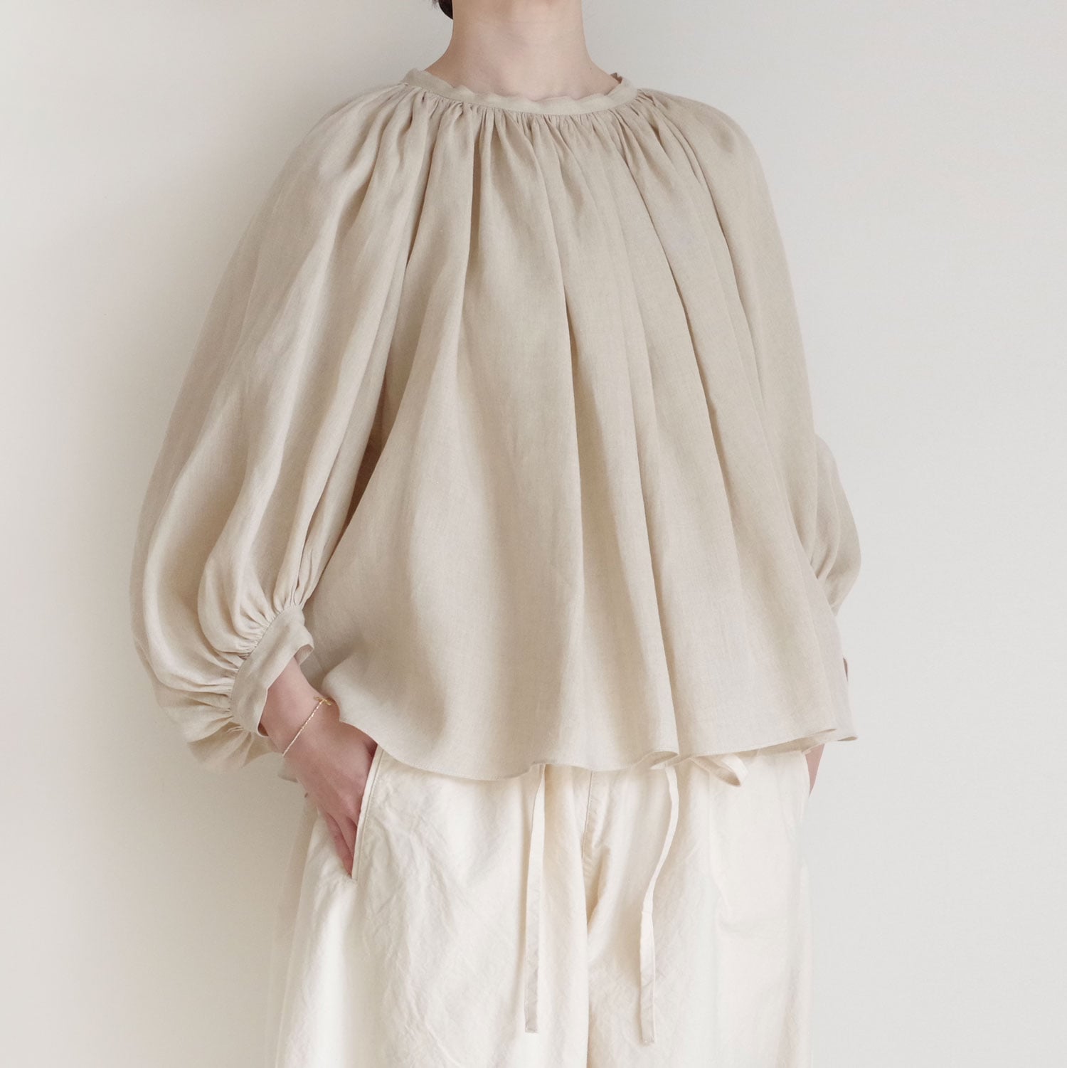 R&D.M.Co- オールドマンズテーラー : DENSELY LINEN GATHER SMOCK