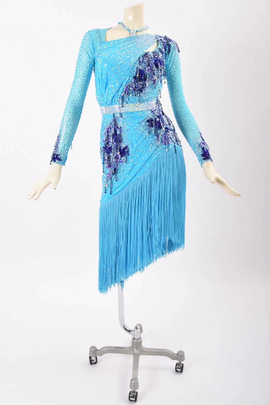 ラテンドレス TDF-WL22535 ブルーパラダイス M 社交ダンス タカダンス