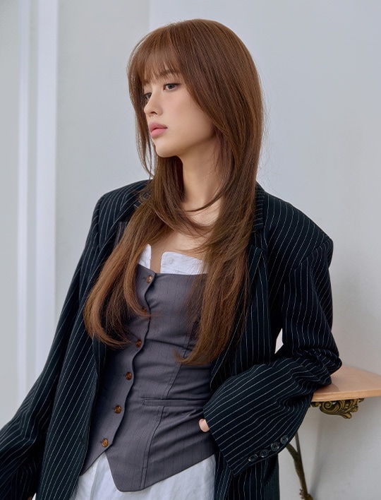 手植えトップカバー) リアルスキン シースルーバング ゆるふわカール