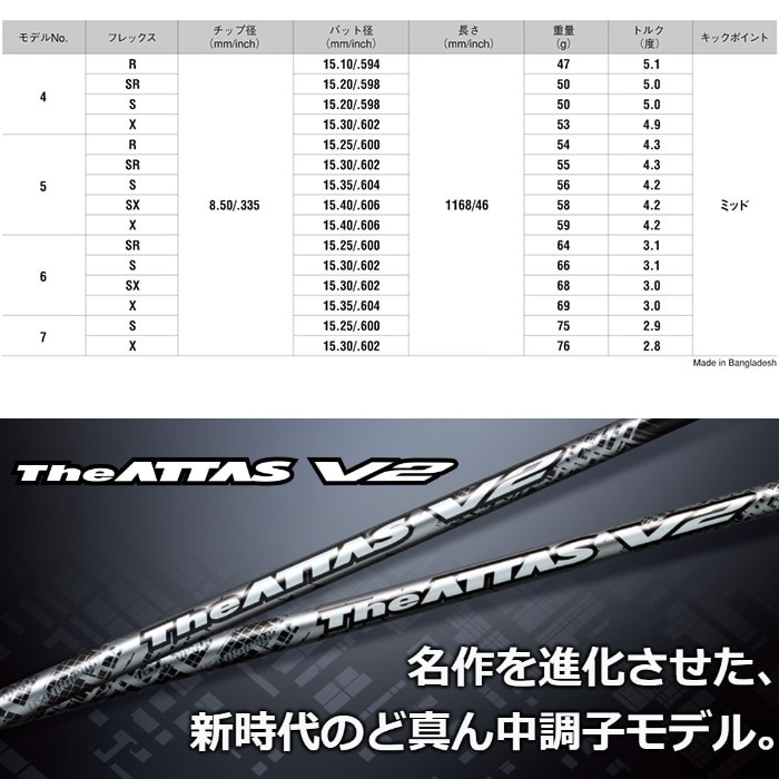 コブラUS純正DSアダプト用スリーブ付シャフト USTマミヤ The ATTAS V2