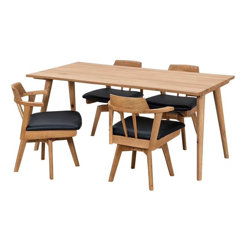 ダイニング5点セット（if NEST）FENIX2 165TOP OAK + 脚 V-SHAPE LEGS
