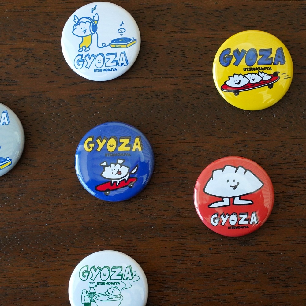 スケボーGYOZA犬缶バッジ(中)｜すべての商品｜TOCHIGI.MARKET