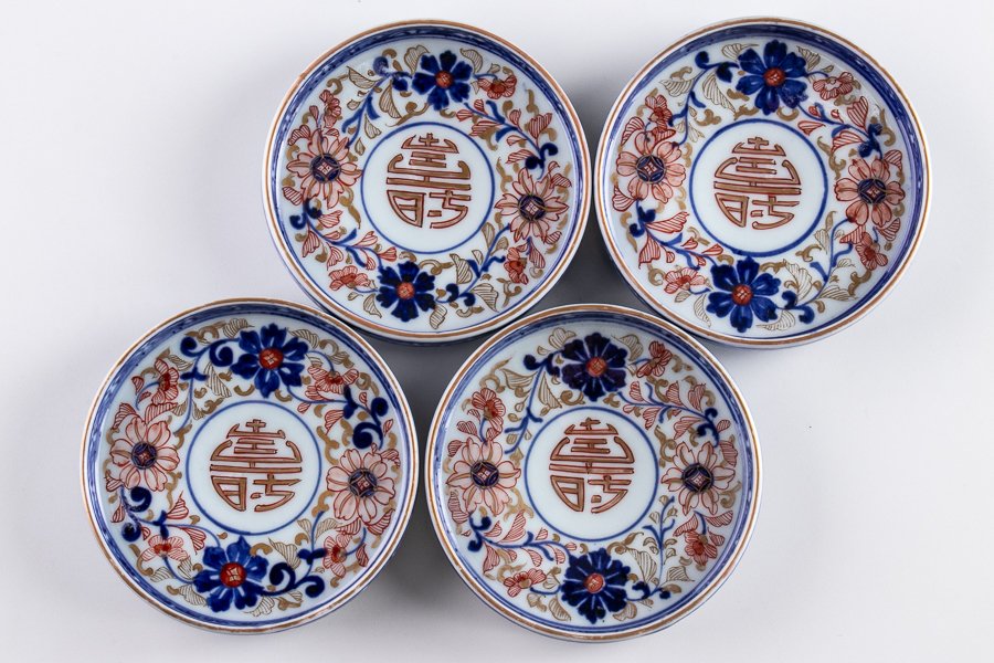 色絵梅菊文【小皿】 明治時代 アンティーク有田 大聖寺 色絵菊花文様