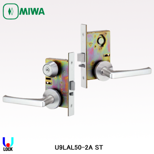 MIWA U9 LAL50-2A B/S51・64mm 扉厚33mm～41mm 美和ロック レバー自動