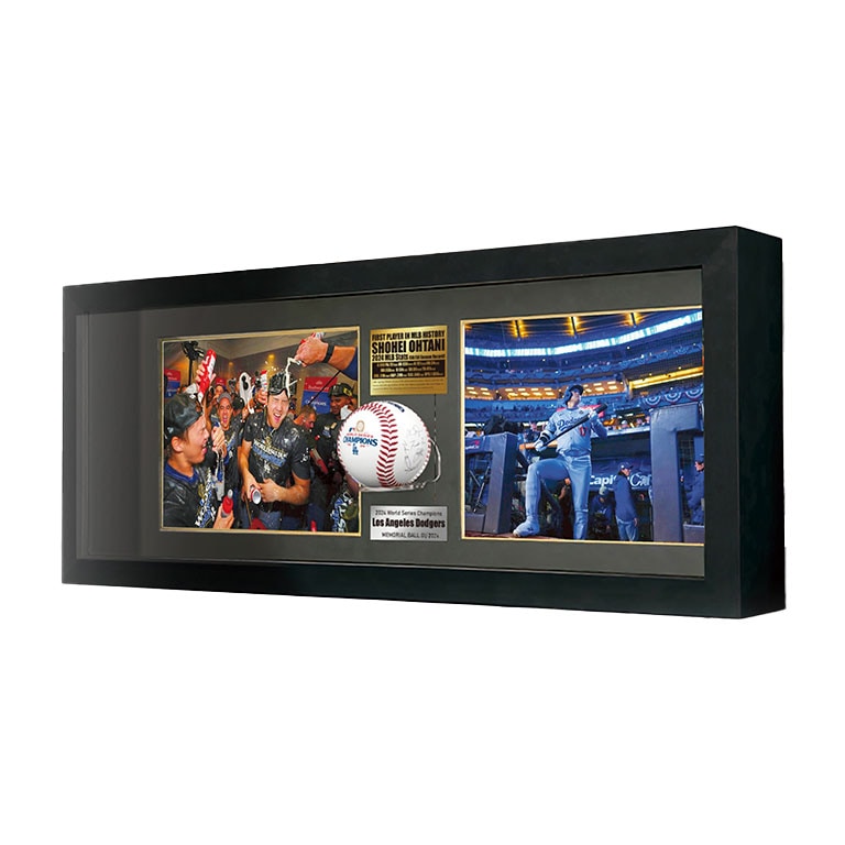 2024WS優勝記念 MLB公式フォト2枚+寄せ書き サイン入り記念ボール Vol