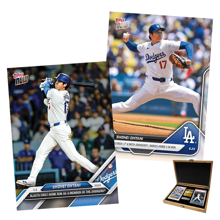 大谷翔平 トレーディングカード2枚 豪華木製BOX付きセット ドジャース