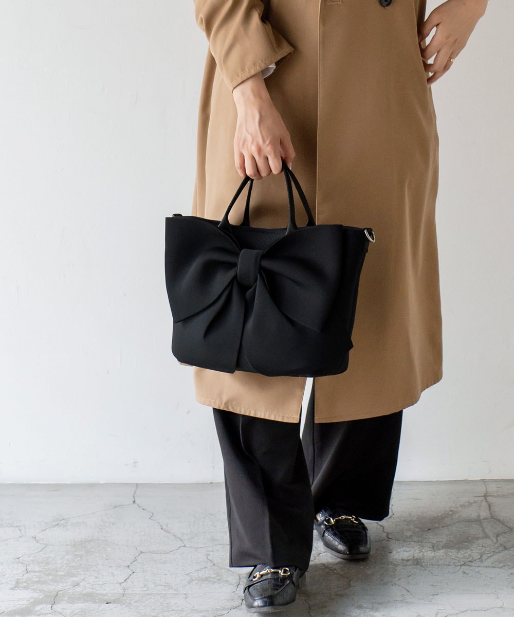 リボン2wayトートバッグ（ネオプレーン・ツイード・コルク） | バッグ