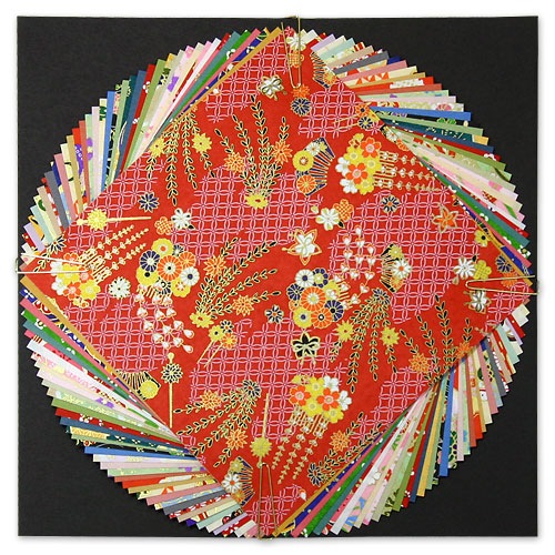 民芸千代紙セット 15×15cm 40枚入り（千代紙20枚＋和紙色紙20枚