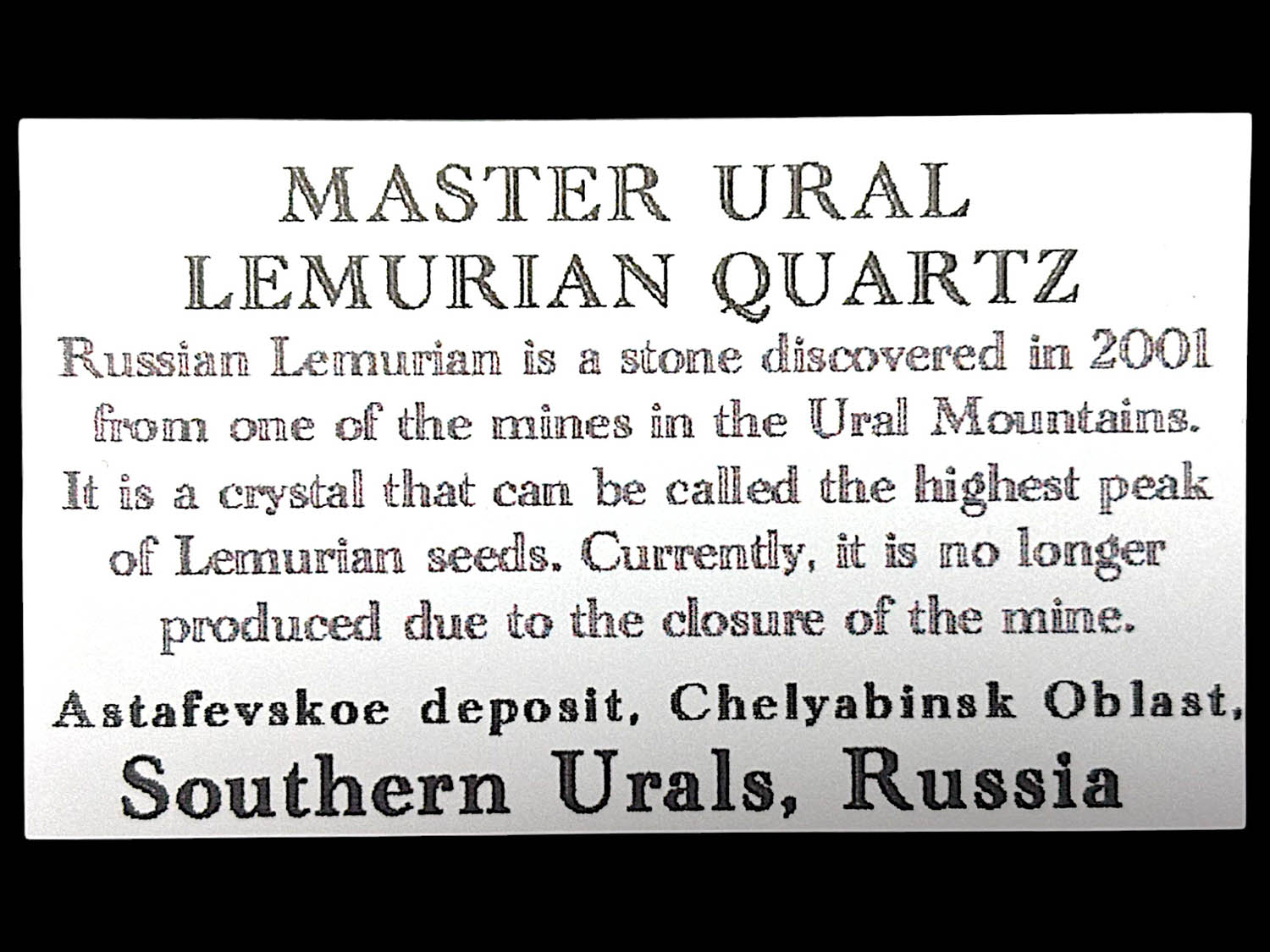 ロシア産 ウラルレムリアン / Master Ural Lemurian Quartz