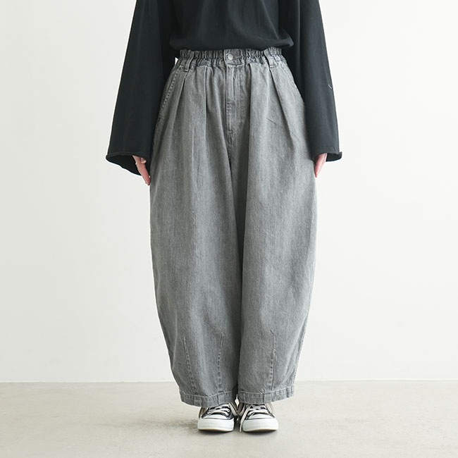 A12410]HARVESTY(ハーベスティ) BLACK DENIM CIRCUS PANTS ブラック