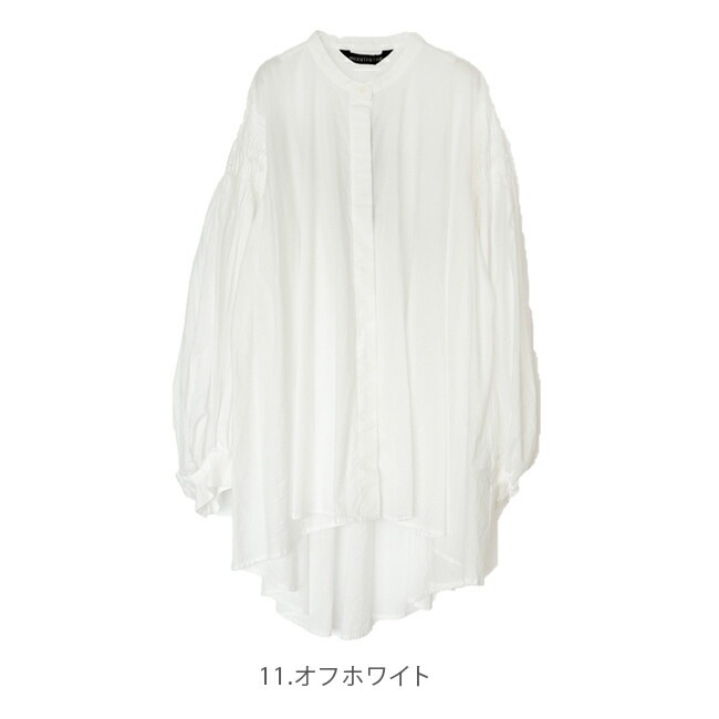 3-230043]mizuiro ind(ミズイロインド)ピンタックパフスリーブシャツ