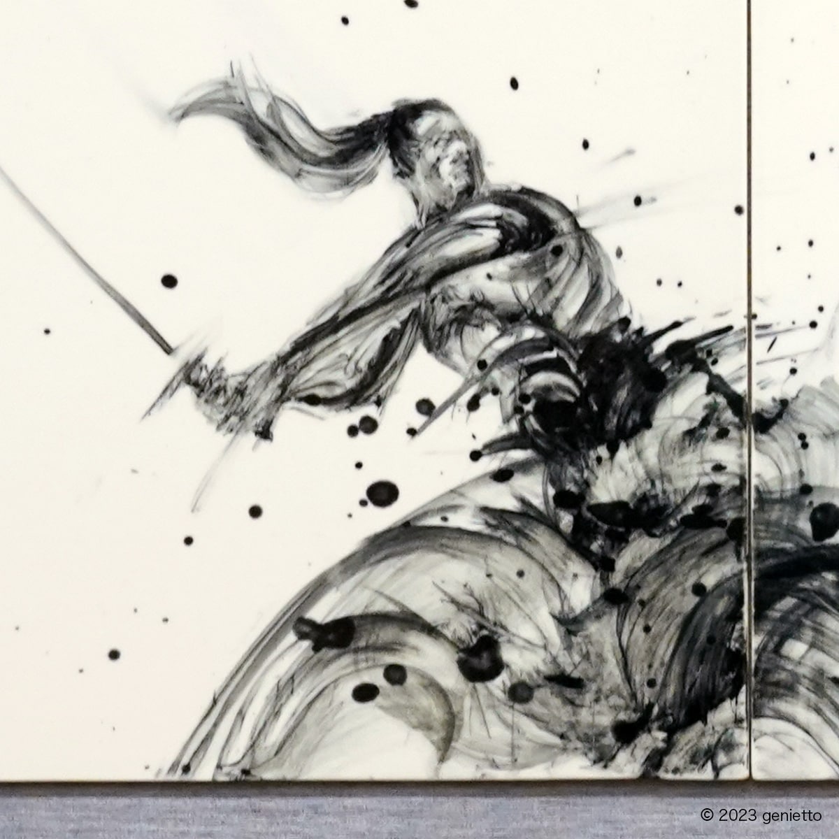 直筆陶墨画「神剣覚醒」 | 墨絵・陶墨画アーティスト 西元祐貴 Yu-ki