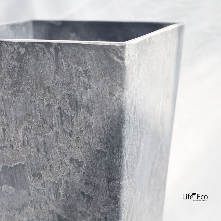 植木鉢 底面給水型 アートストーン トールスクエア グレー 26cm×H49cm