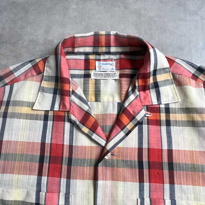 VINTAGE 60'S PENNEYS TOWN CRAFT PENN-PREST OPEN COLLAR SHORT