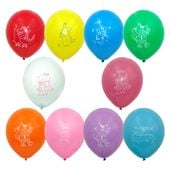 9インチまんが風船ノズル付（ラウンド） 10色アソート 100個入