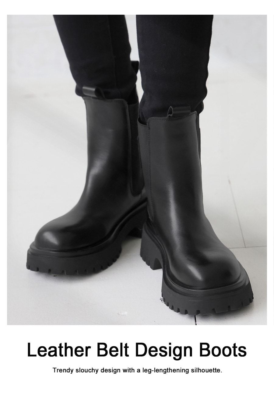 本革 サイドゴア ショートブーツ レディース 厚底 送料無料・再入荷