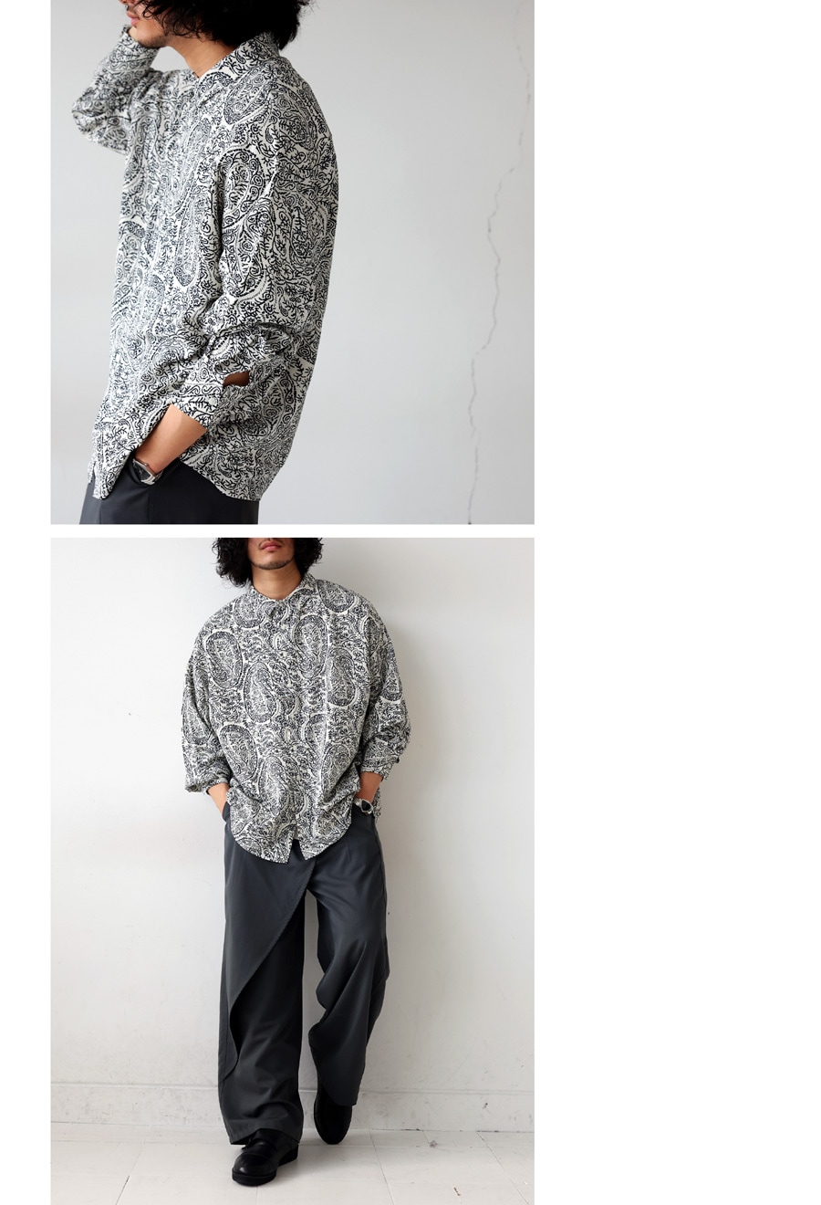 シャツ メンズ トップス 長袖 ペイズリー柄 柄 送料無料・再販。(500