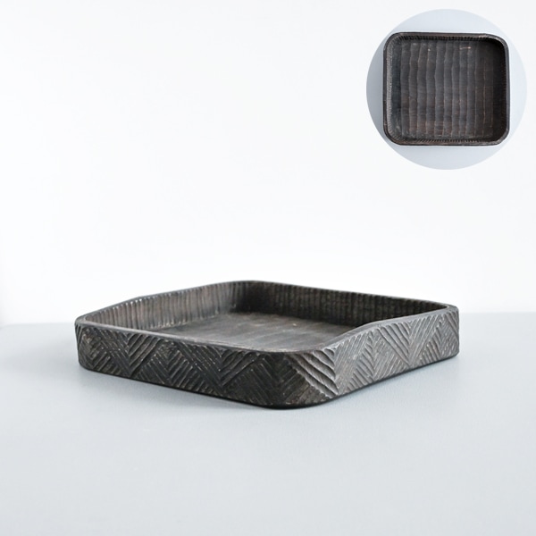 高塚和則 一人膳（大） はちのす彫り 高塚和則 一人膳（丸・はちの