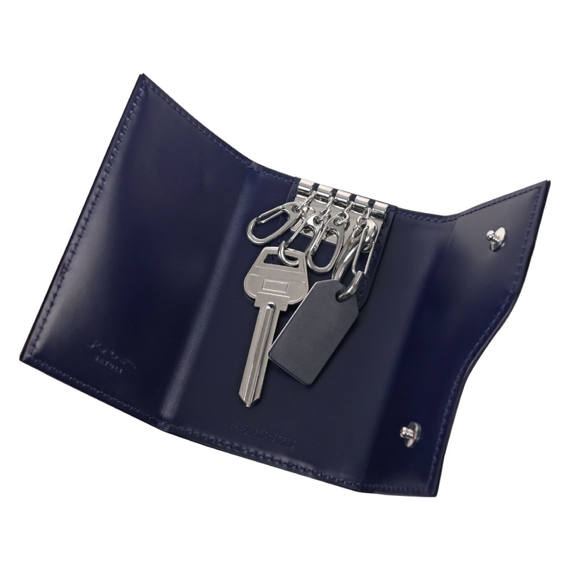 さとり キーケース 松阪レザー 硯（ブラック）×墨（マットブラック