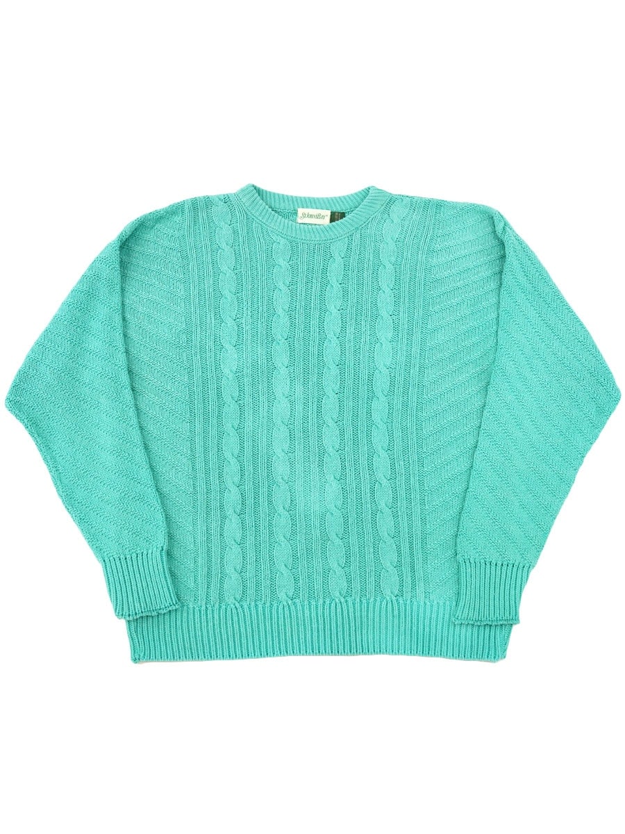90's ST JOHN'S BAY 100%コットンニット ティファニーブルー 表記(L