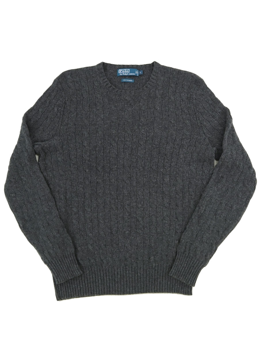 ラルフローレン ケーブル編み カシミアニット チャコールグレー 表記(L