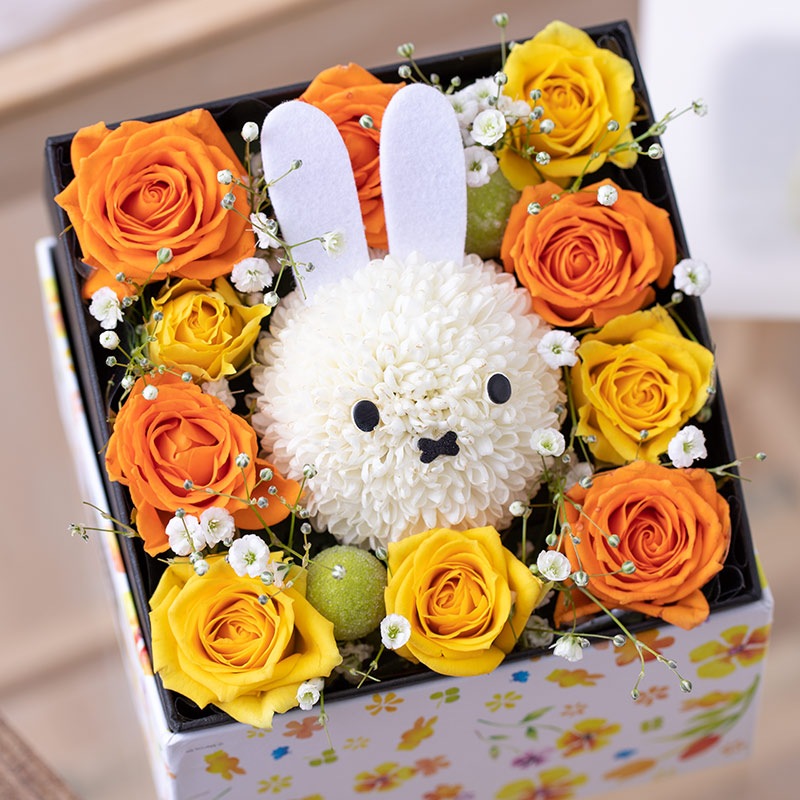 直送商品D】ミッフィーフラワーマム ウォーターカラーボックスアレンジ