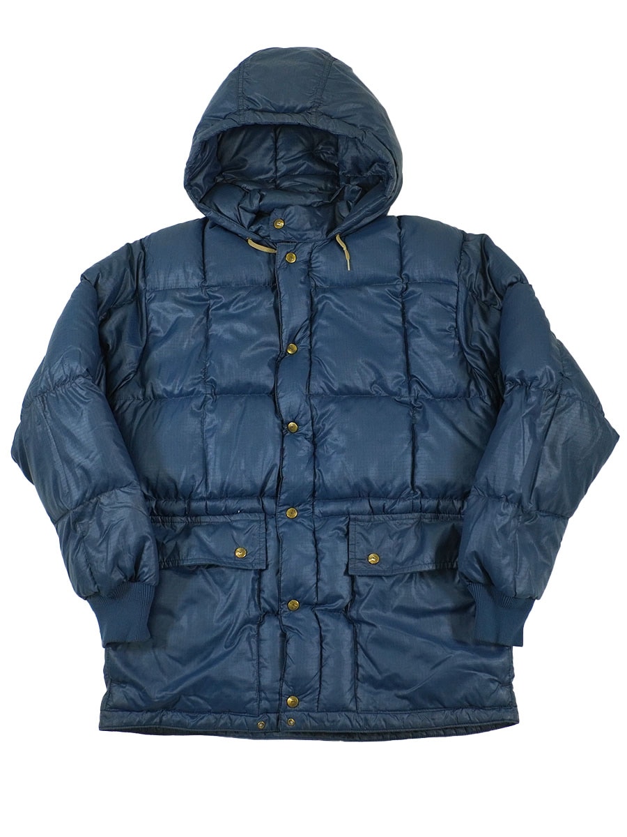 80's 黒タグ エディバウアー フード付き ダウンジャケット ネイビー