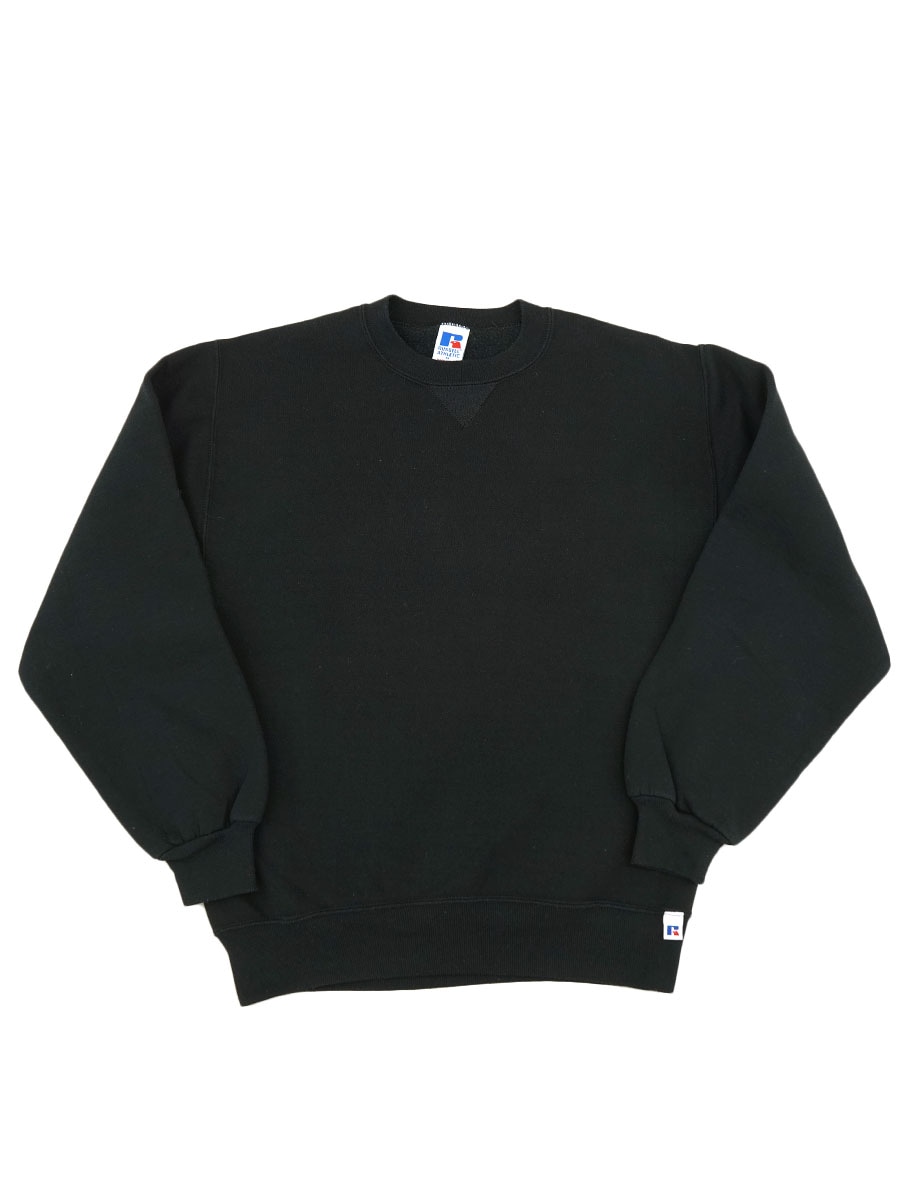 90's RUSSELL ATHLETIC 前V 無地スウェット 黒 表記(M) USA製 | すべて