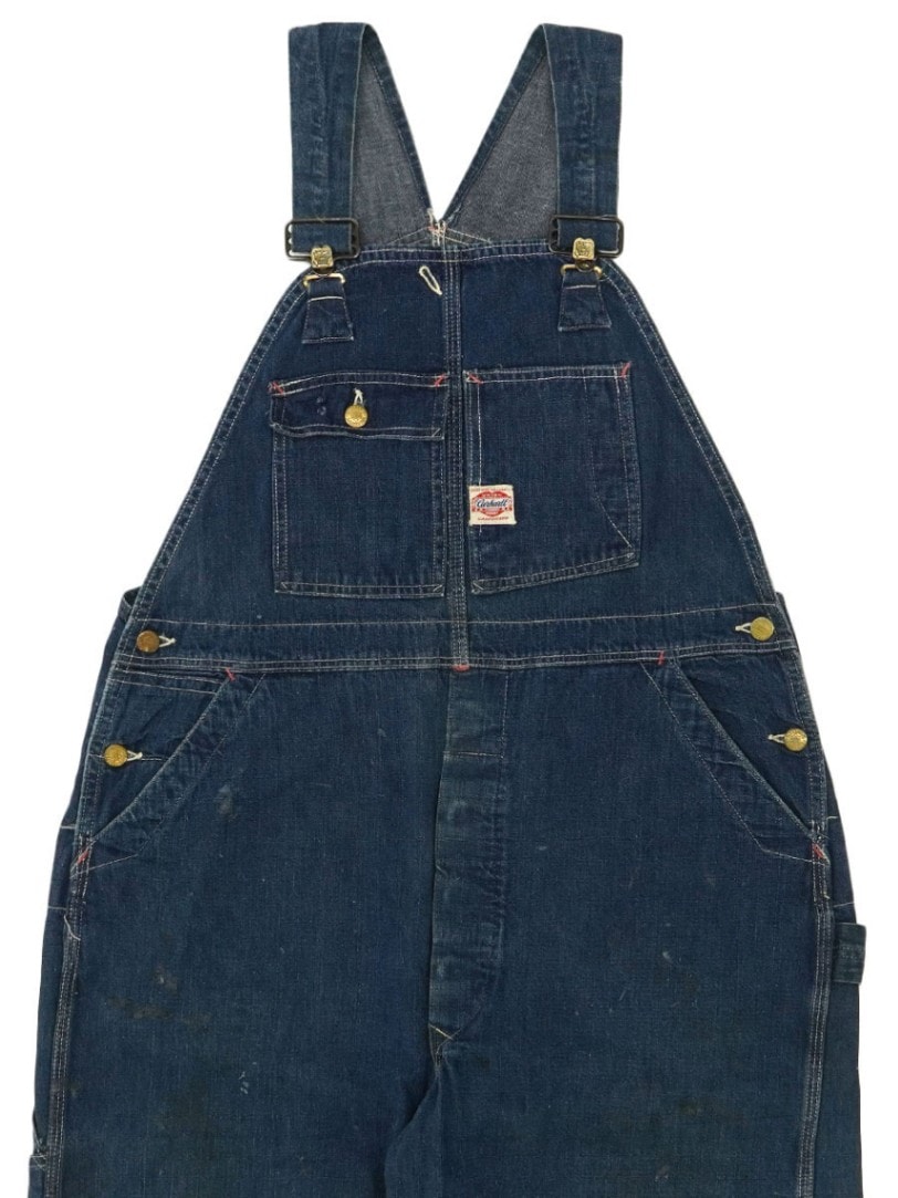 40's～ Carhartt ハートタグ デニムオーバーオール 濃紺 実寸(38x32位