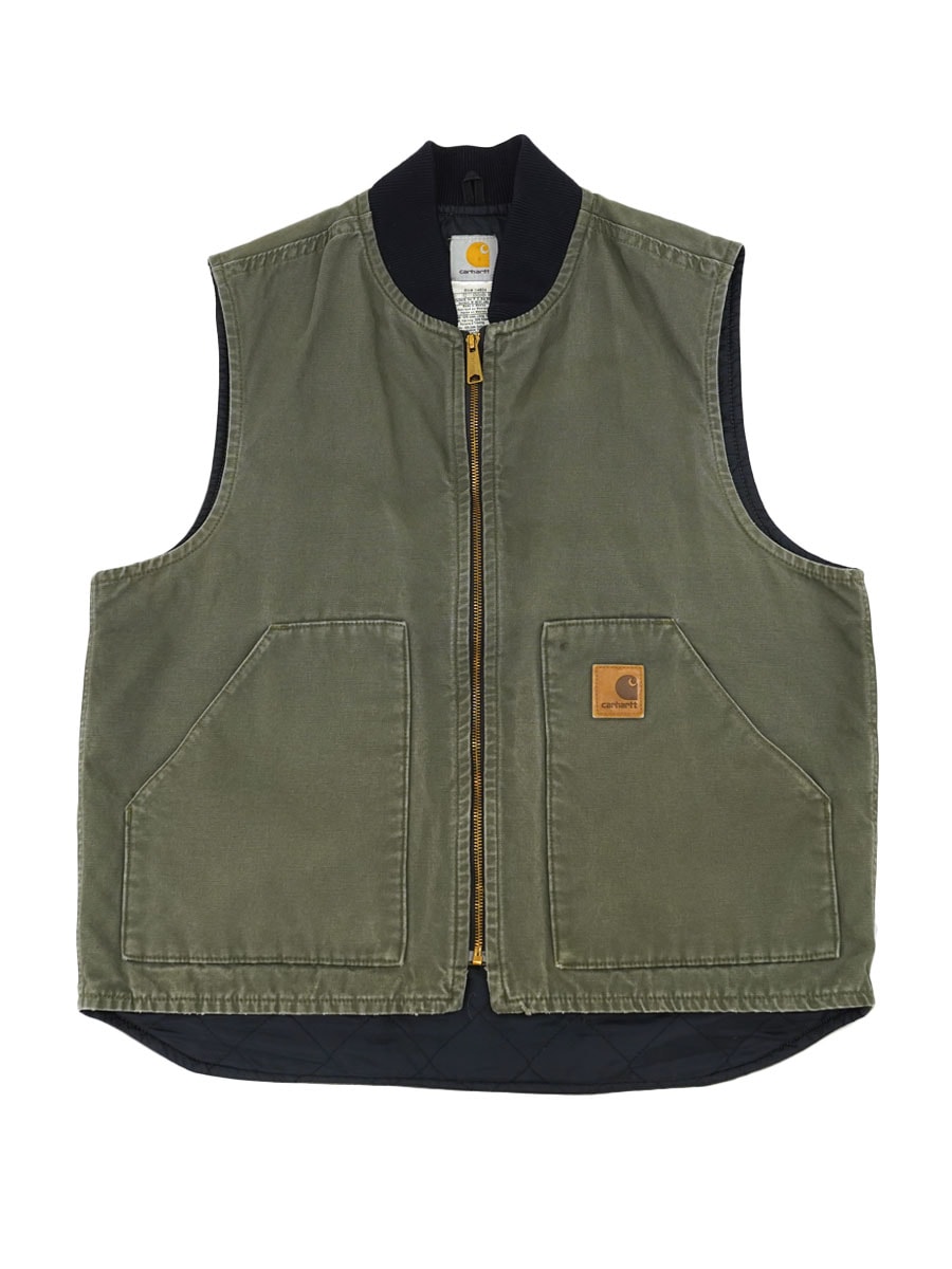 メキシコ製 カーハート ダックベスト オリーブグリーン 表記(L