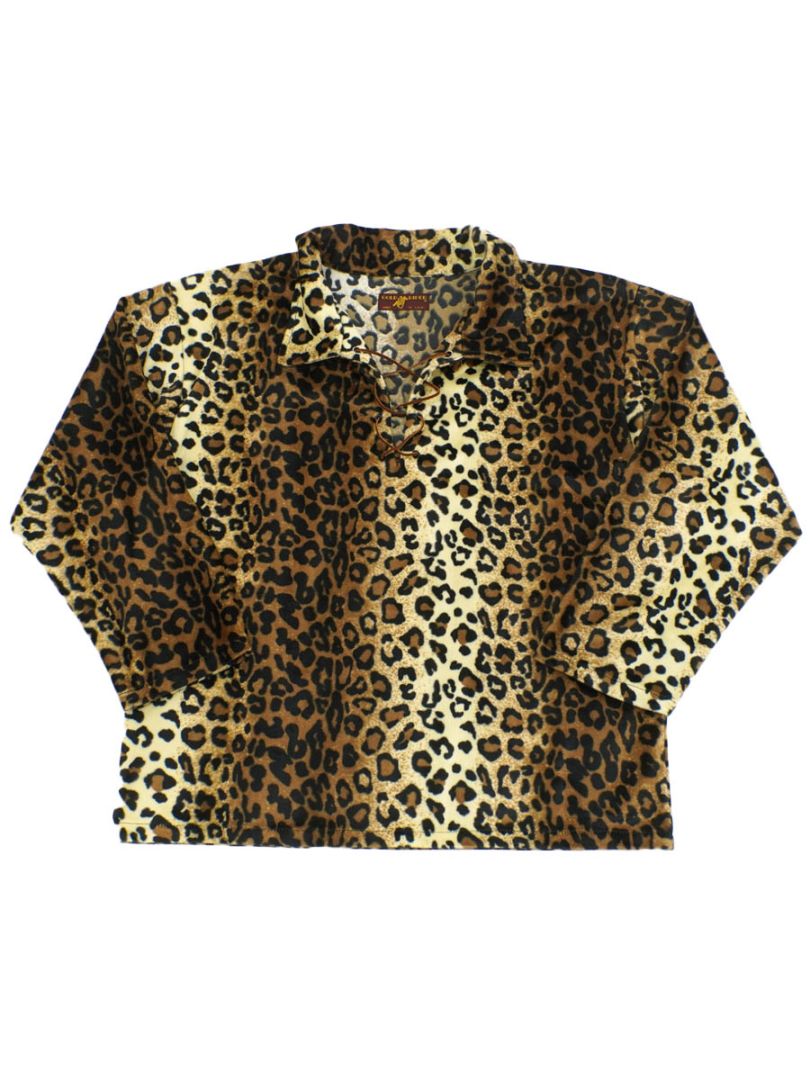 90's GOLD RIDER レースアップ シャツプルオーバー レオパード柄 実寸