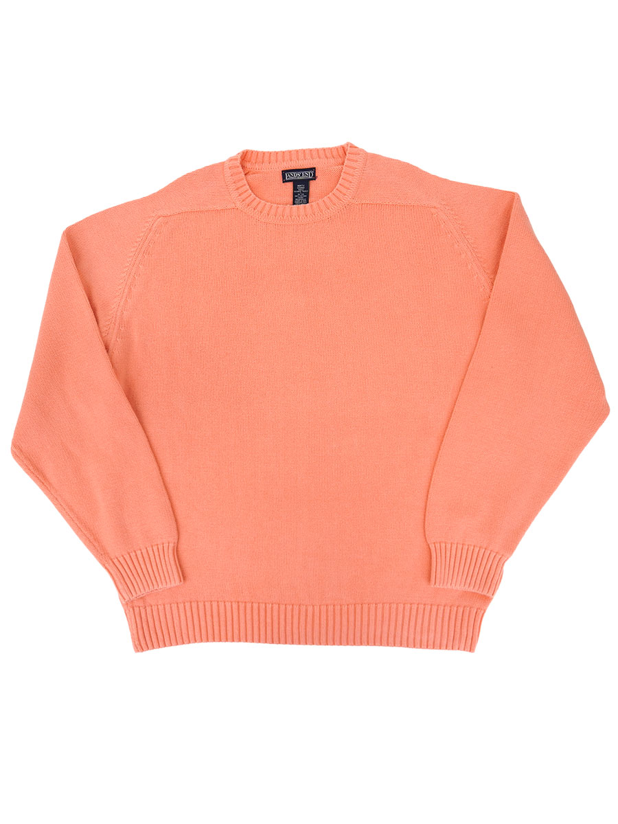 90's LANDS' END 単色 サドルショルダー コットンニットセーター 桜色