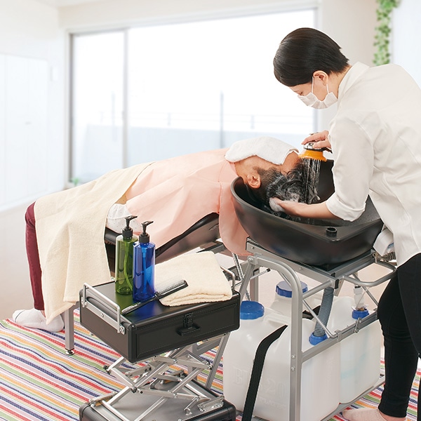 移動式シャンプー台 Heat 折り畳み式 保温ヒーター付 高さ87.8 幅72.6