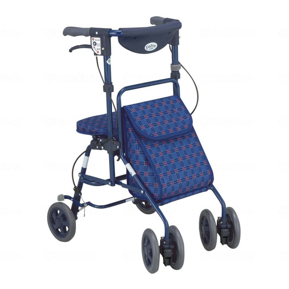 フォルテ 二筋格子ブルー ｜ シルバーカー・歩行器 ｜ 介護用品・福祉