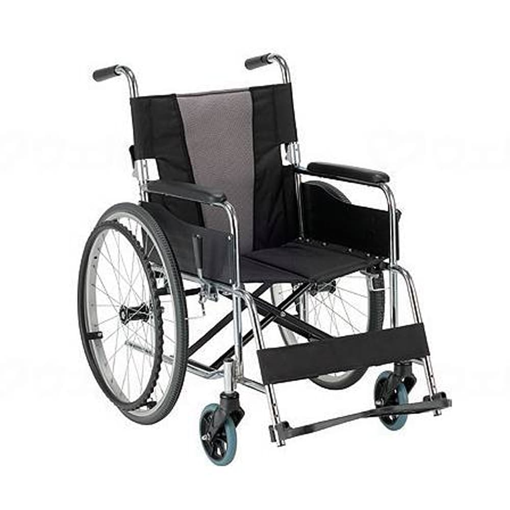 自走式スチール製車椅子EX-11KGS 背折れ 座幅42cm ノーパンクタイヤ