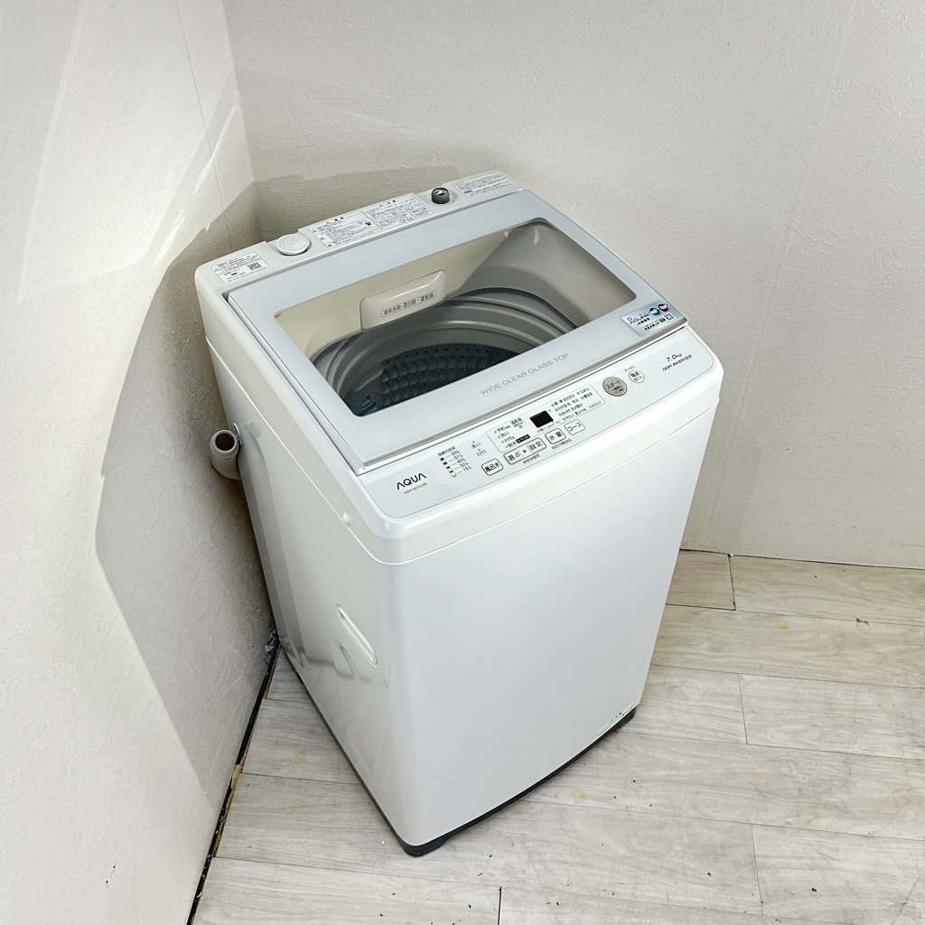 中古 アクア ガラストップシリーズ 7.0kg 全自動洗濯機 送風乾燥機能