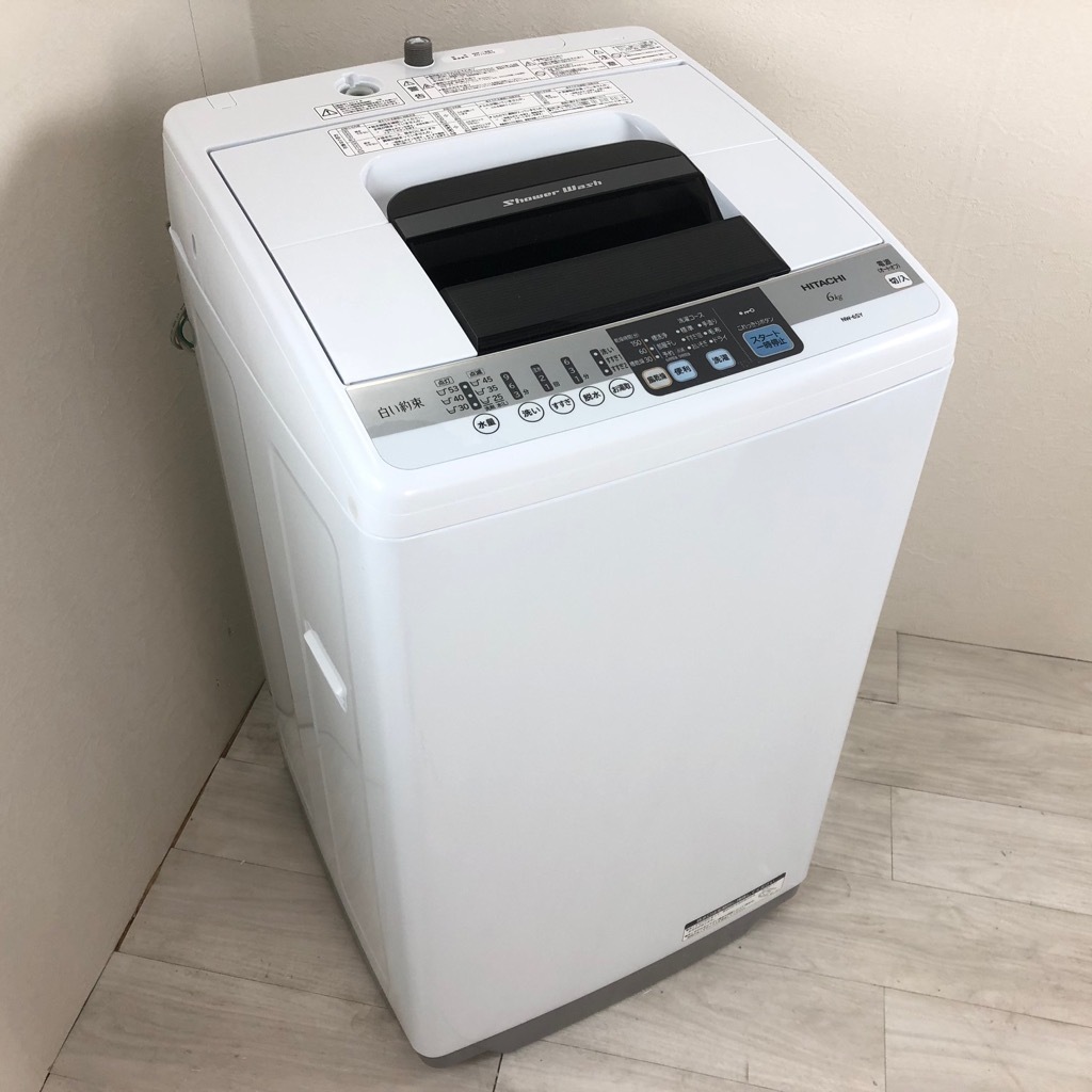 中古 全自動洗濯機 日立 白い約束 送風乾燥 6.0kg ピュアホワイト 2014