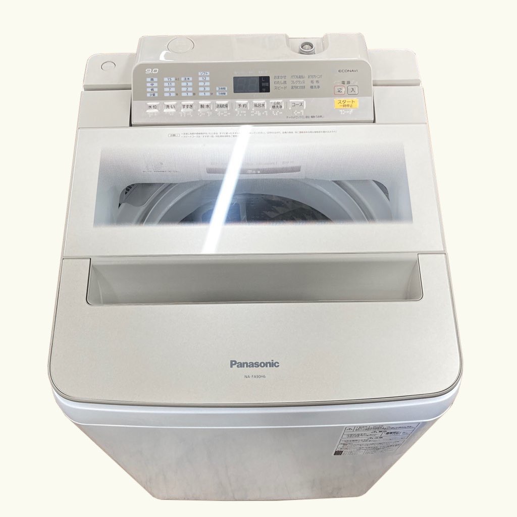 中古 9.0kg 全自動洗濯機 パナソニック NA-FA90H6 2018年製 まとめ洗い