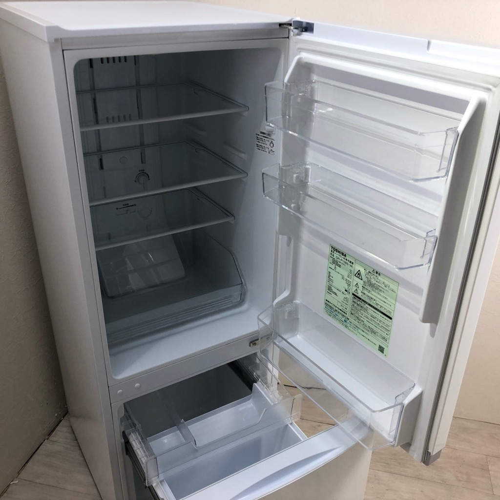 中古 東芝 153L 2ドア冷蔵庫 2018年～2019年製 ホワイト 単身用