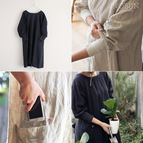 本店限定】kapoc ハウスワーキングコート アンティークブラック割烹着