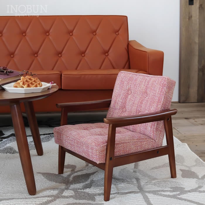 カリモク60 Kチェア ミニ ブルーノピンク ウォールナット 【店舗取扱有】