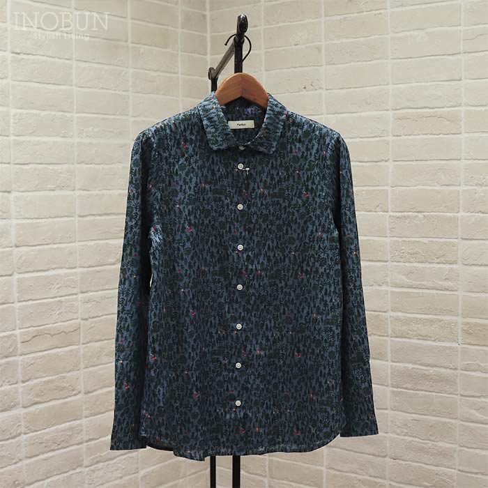 Parkes 北高 × リバティ バンドカラービッグシャツ Vincent/D ネイビー