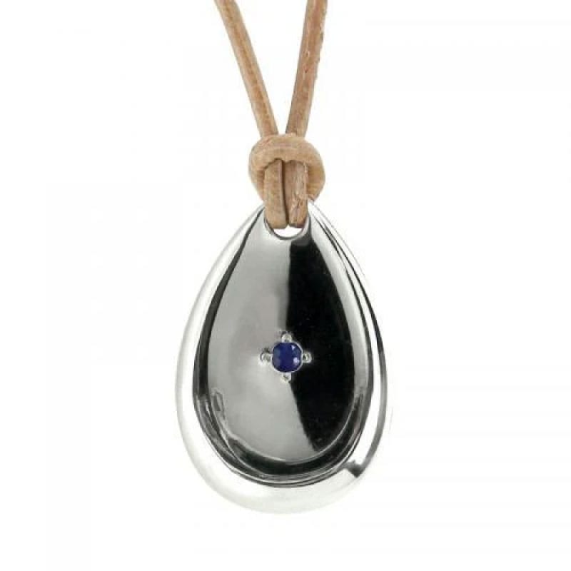 アメノシズク シルバー x 牛革ひも タイプ（＊埋め込みパワーストーン