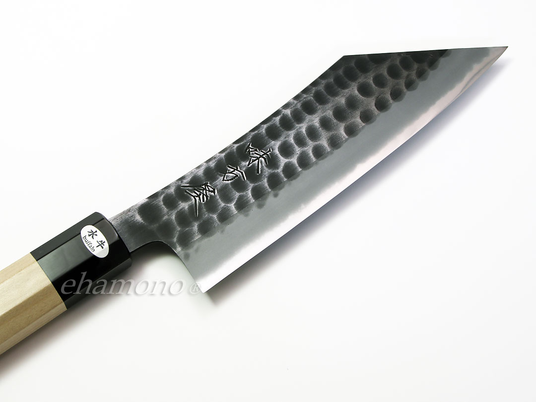 日野浦刃物工房 味方屋作 博多包丁180 黒鎚目 水牛八角柄