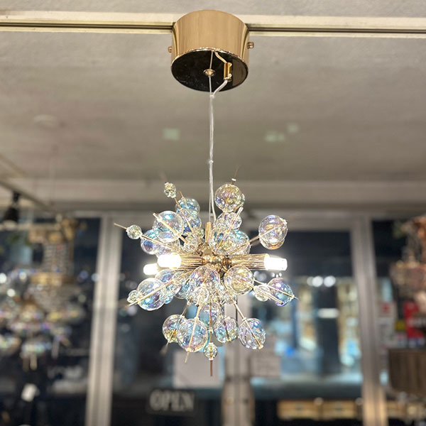 インテリア照明 バブルシャンデリア ガラスボール LED4灯 ゴールド