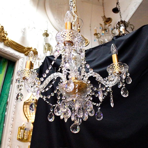 在庫有！】【LA LUCE】直付けタイプ クリスタルシャンデリア 4灯