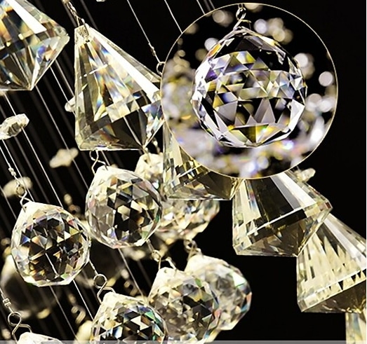 円型吹き抜け・ワイヤーアートクリスタルシャンデリア 9灯 クローム